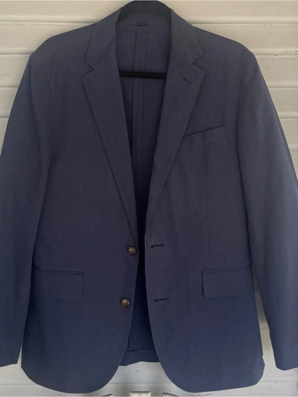 J.Crew Ludlow Slim Fit Navy Blue Blazer Sport Coat Cotton Linen blend 36S